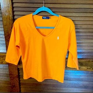 POLO BY RALPH LAUREN V-neck Orange Shirt Size XL